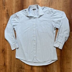 Men’s Regular Fit Wrinkle Free Checkered Blue Dress Shirt